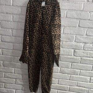 Leopard Print Onesie Pajamas for Youth Size 7-8